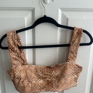 WeWoreWhat Tan Snake Print Sports Bra